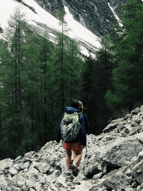 Person hiking on mountain